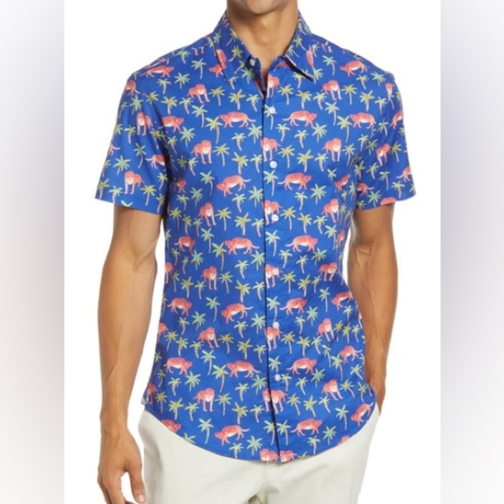 Bonobos Stretch Riviera Short Sleeve Shirt - Tropical Tiger